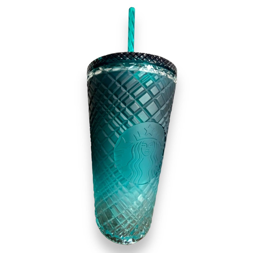Starbucks 2023 Winter Blue Studded & Green Jeweled Ombre 16 oz Cold Cup Tumbler - Picture 11 of 14